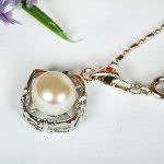 Perlenkette, Halskette Süßwasserperlen, platiniert, 4164